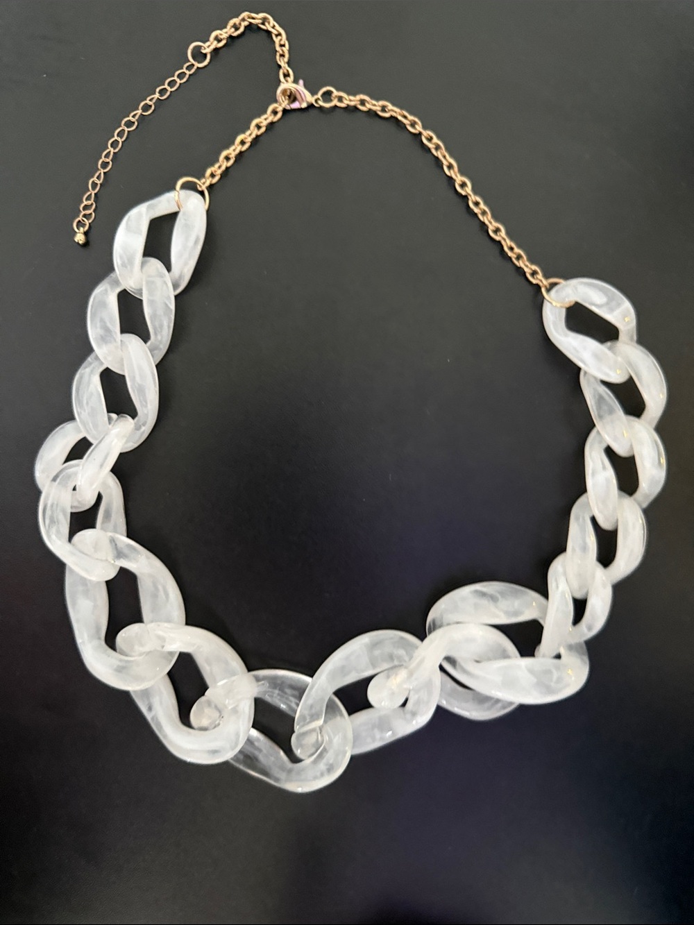 Clear Resin Link Necklace with Gold Chain